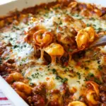 Easy Beefy and Cheesy Baked Tortellini