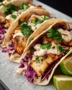 Mouthwatering Fish Tacos with Lime Crema