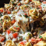 One Pot Tortellini and Ground Beef Skillet Casserole