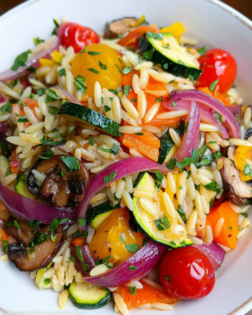 Orzo with Roasted Vegetables (Easy!)