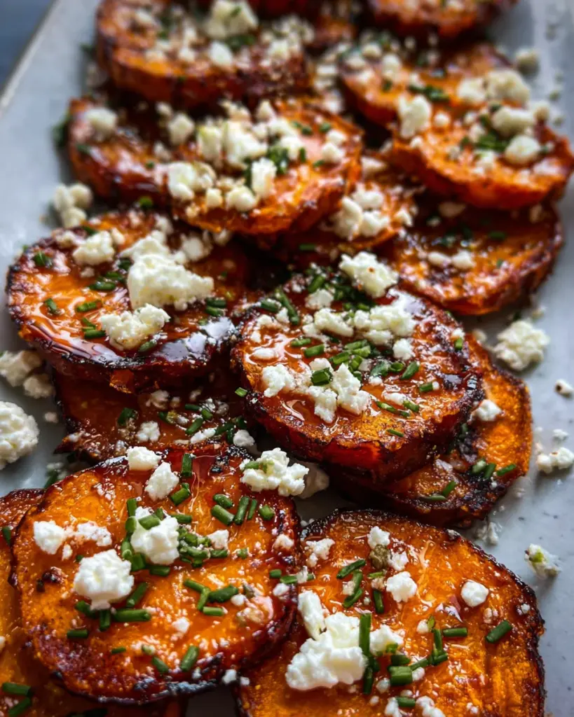 Roasted Sweet Potato Rounds with Honey & Feta