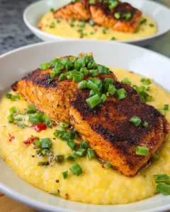 Cajun Grilled Salmon with Cheesy Jalapeno Grits