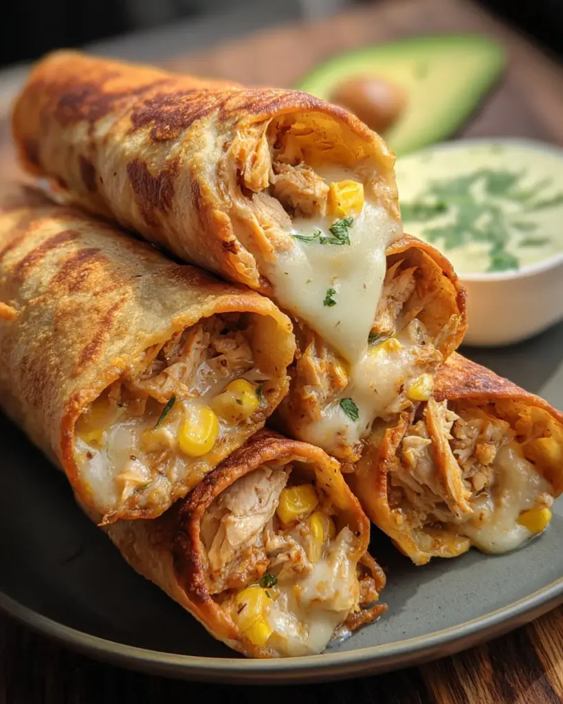 Creamy Pulled Chicken Taquitos