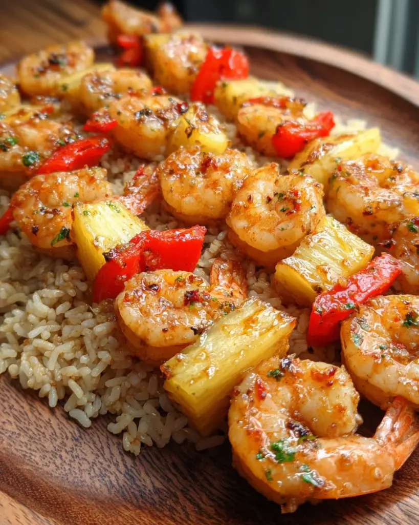 Shrimp Pineapple Skewers with a Spicy Honey Glaze