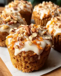 Carrot Cake Muffins with Cream Cheese Glaze