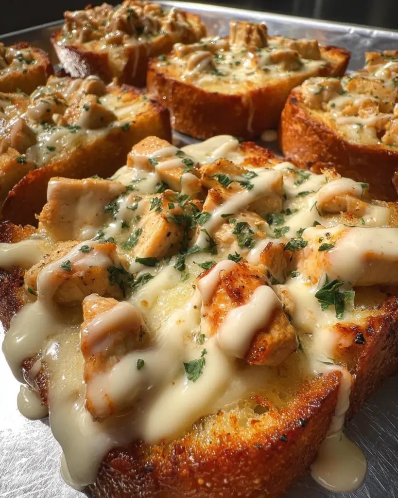 Chicken Alfredo Garlic Toast
