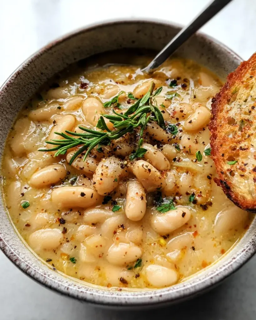 Easy Rosemary Garlic White Bean Soup