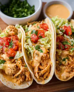 Slow Cooker Queso Chicken Tacos