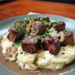 Steak Bites with Mashed Potatoes and Gravy