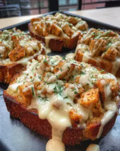 Chicken Alfredo Garlic Toast