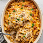Crockpot Philly Cheesesteak Pasta Casserole