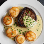 Surf and Turf with Creamy Garlic Sauce