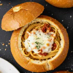 Spaghetti Garlic Bread Bowls