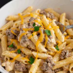 Loaded Cheeseburger Alfredo Pasta