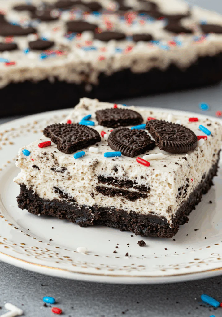 No Bake Fireworks Oreo Cheesecake Bars