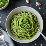 Vegan wild garlic pesto pasta