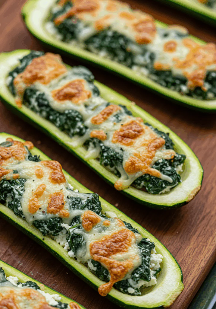 Vegetarian Spinach and Ricotta Zucchini Boats