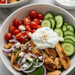 Greek Chicken Gyro Bowls with Tzatziki Sauce