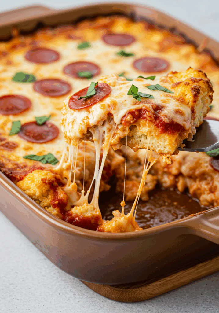 Roasted Cauliflower Pizza Casserole