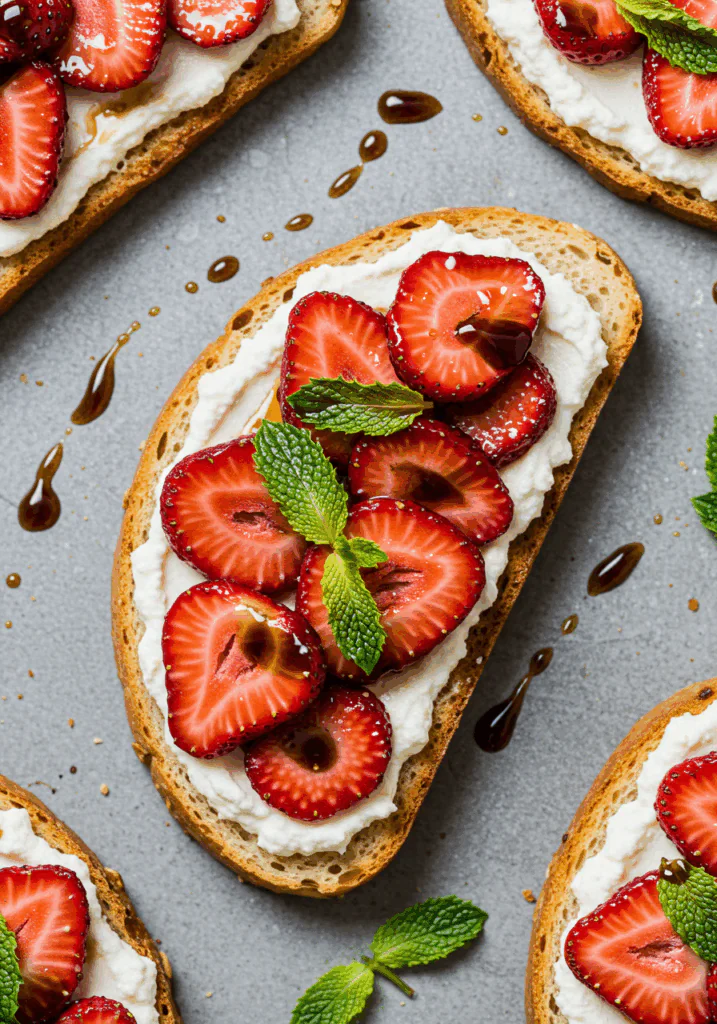 Roasted Strawberry Whipped Ricotta Toast