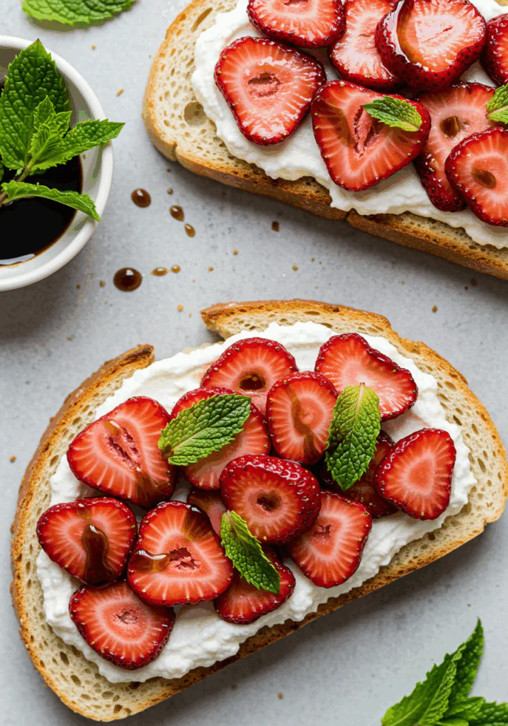 Roasted Strawberry Whipped Ricotta Toast
