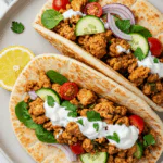 Mediterranean Ground Chicken Pitas
