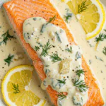 Baked Salmon with Lemon Butter Cream Sauce