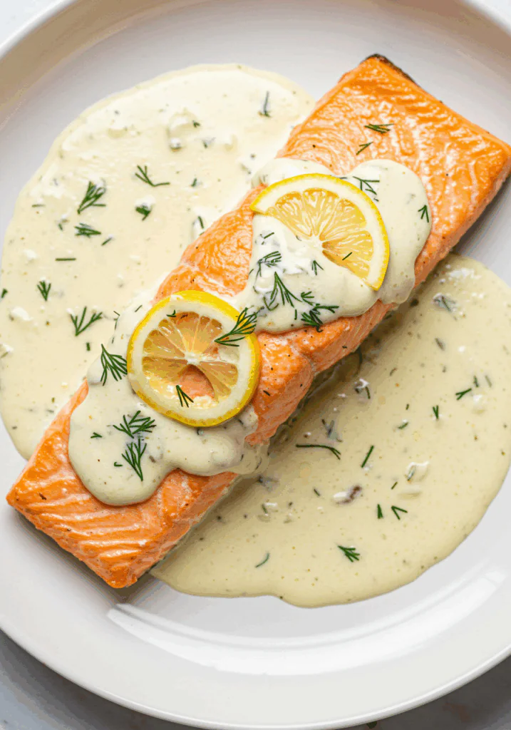 Baked Salmon with Lemon Butter Cream Sauce